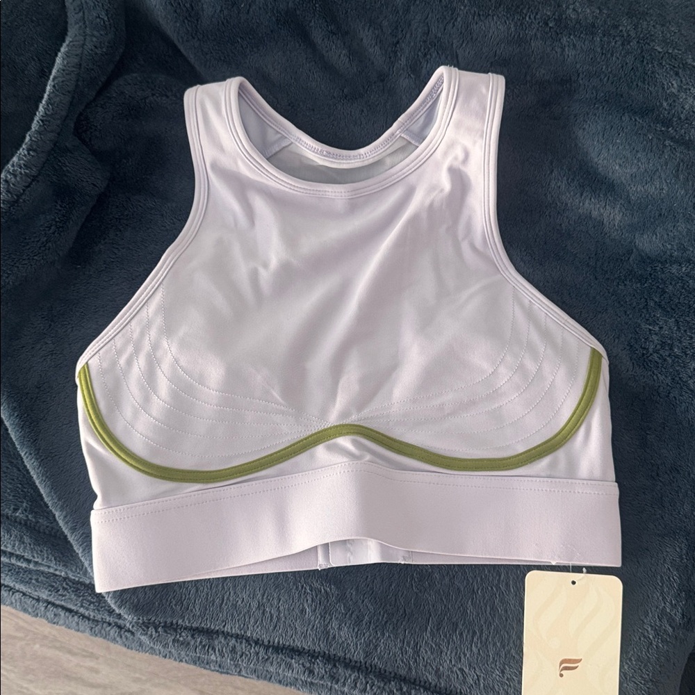 Lilac  Sports Bra with Green Trim
